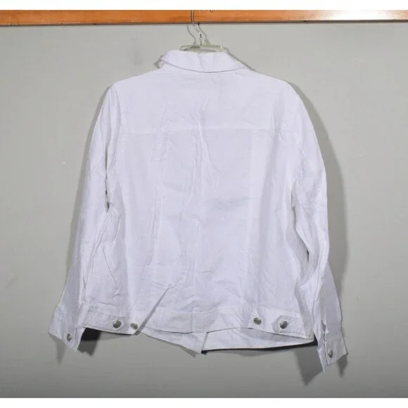 NWT Saint Tropez West 100% Linen White Button Front Jacket Shirt Sz 2X - Picture 4 of 4